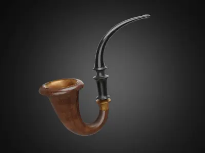 Vintage wooden tobacco pipe smoking 3D model