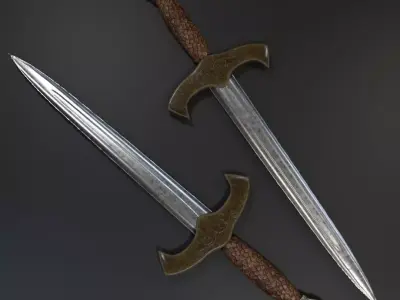 Old Rusted Dagger Low-poly 3D model