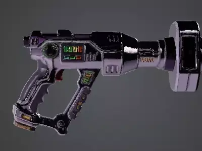 Sci-Fi Retro-Futuristic Plasma Pistol Low-poly 3D model