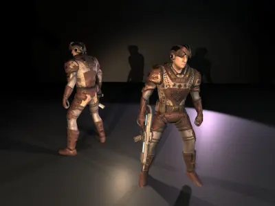 Golden Soldier Low-poly 3D model