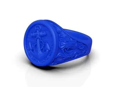 Anchor seagrass signet ring 3D print model