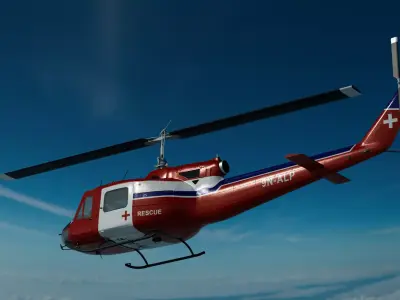 Bell Iroquois UH-1 Huey 204B Helicopter Rescue 3D model