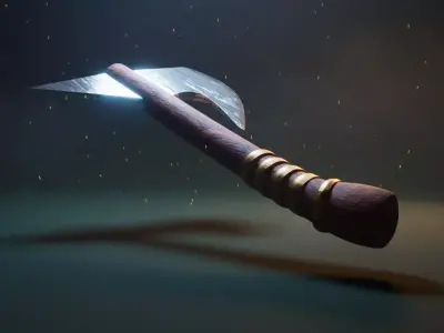 Stylized Dark Fantasy Bearded Axe Game Ready High Poly Low-poly 3D model