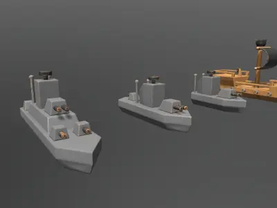 Wooden Toys Boat Pack Low-poly 3D model