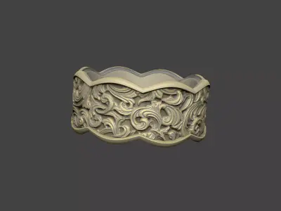 The pattern gothic luxury ring design 3D print model