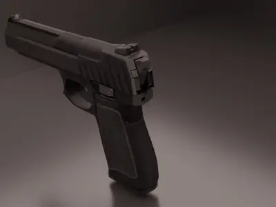 Pistol Low-poly 3D model 7