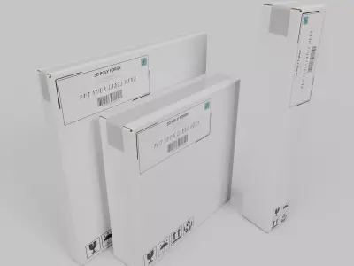 White Cardboard Box Small Pack Trio - Rigged and Customizable