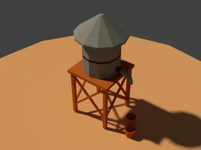 Low Poly Farm Well Low-poly 3D model