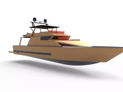 gold yacht 3D model by octagram14