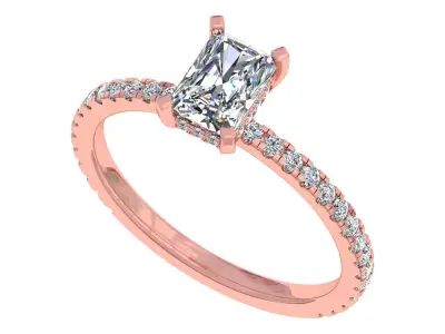 Radiant Stone Engagement Ring 3D print model purchase