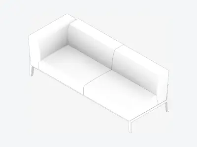 Furniture - Sofa - Contemporary - Oak - Medium - Sofa - Right Low-poly 3D model