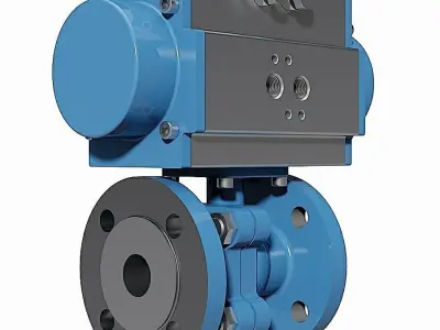 Two Piece Pneumatic Ball Valves - DIN Flanged Ends -  3D model