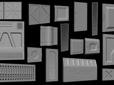 CGA Sci-Fi Wall Panels 01 3D model