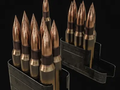 Rifle Mag and Ammo Pack PBR Low-poly 3D model