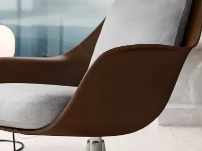  Replica Flexform Cocoa Armchair Model, Brown &amp; Grey 