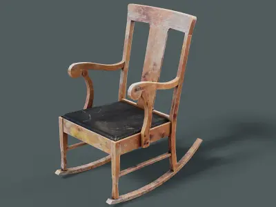 Old Dirty Rocking Chair Low-poly 3D model