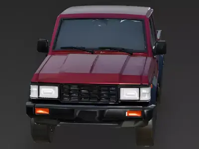 Retro Burgundy 4x4 Utility Vehicle 3D Model Low-poly 3D model