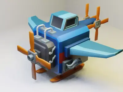 Propeller Cube Plane Fantasy  Low-poly 3D model