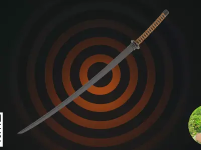 Traditional Japanese Katana Sword Set 3D model