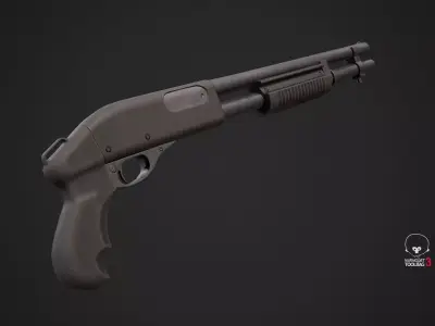 Shotgun Low-poly 3D model buy