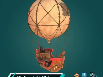 Stylized Airship Low-poly 3D model