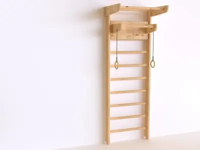 Wooden Swedish Wall 3D model 3D model