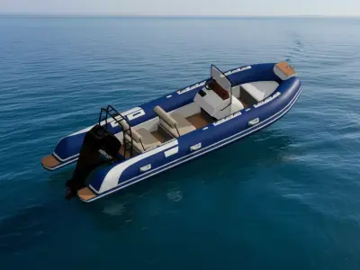 Rigid Inflatable Boat RIB with Mercury Outboard 3D model 3D model