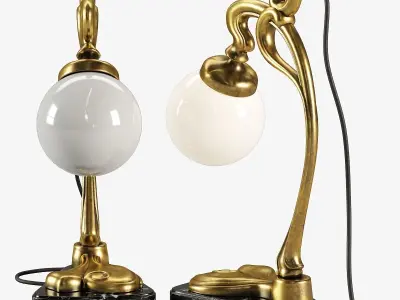 Vintage Gilt Bronze Art Nouveau Desk Lamp 3D model