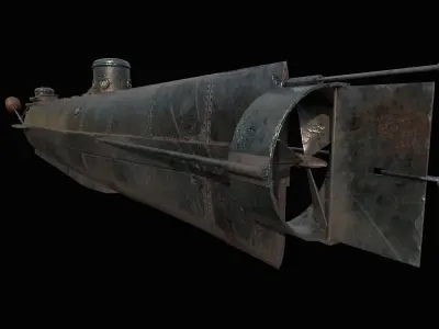 CSS Hunley  Low-poly 3D model