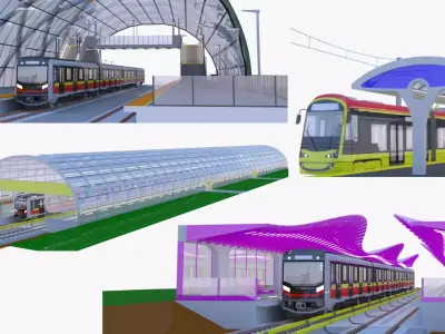 Warsaw tram and metro stations V 3D Model Pack