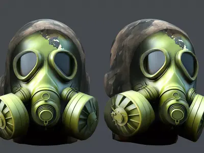 helmet Gas mask 3d model military combat Low-poly Low-poly 3D model