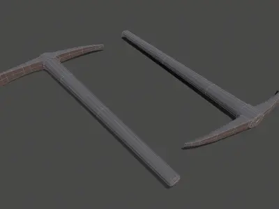 Pickaxe - Game ready hammers flying in air Low-poly 3D model