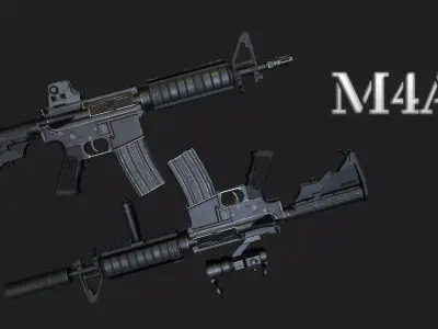 M4A1 game-ready model PBR ar - rifle Low-poly 3D model