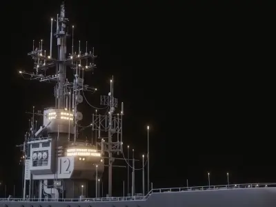 Battleship ship with lights 3D model