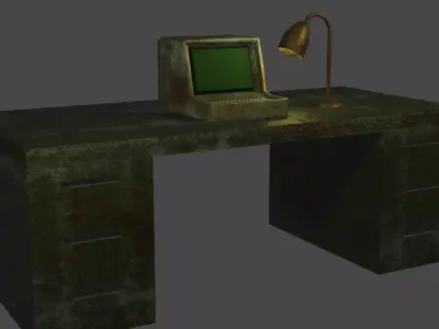 Rusty computer like in fallout Low-poly 3D model