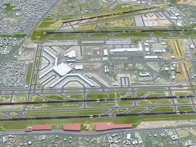Indira Gandhi International Airport 10km Low-poly 3D model