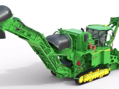 John Deere CH950 Sugar Cane Harvester Low-poly 3D model