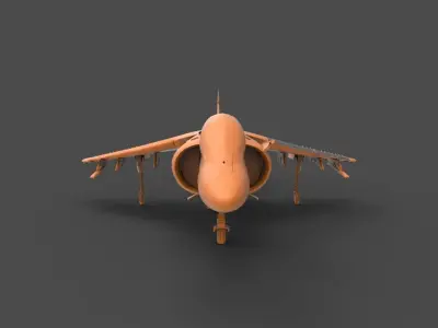AV-8B orange fighter jet 3D print model