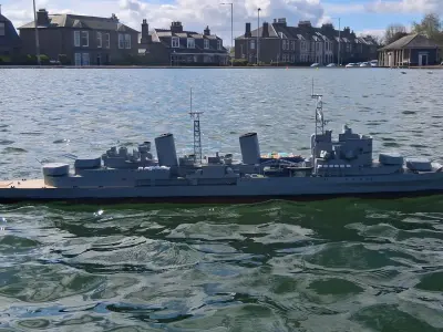 HMS Belfast 3D printed RC working model Town Class Cruiser 3D print model