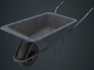 Wheelbarrow 1B Low-poly 3D model