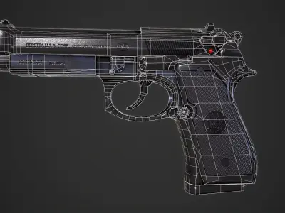 Beretta M9A1 Tactical Pistol Low-poly 3D model