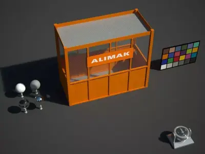 Caged Lift or Hoist Low-poly 3D model