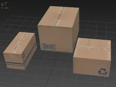 Cardboard Boxes Low Poly Low-poly 3D model