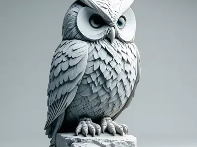Stylized Owl Sculpture 3D Model Low-poly 3D model
