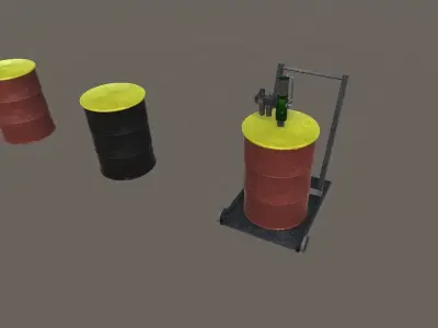 PBR Oil Barrels Low-poly 3D model