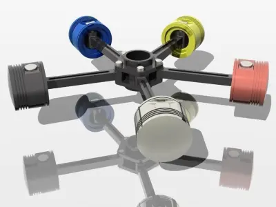 Radial Engine sub assembly Free 3D model