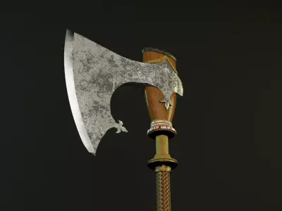 Stylized scandinavian axe high poly Free 3D model
