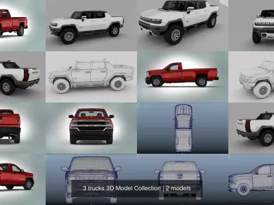 3 trucks 3D Model Collection 3D Model Pack