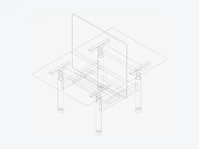 Desk - Double - Officetec - Modela - Linear - Adjustable Height Low-poly 3D model