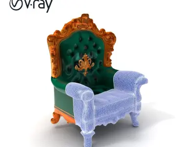 Luxurious Baroque Throne Chair D Model Pack Low-poly 3D model